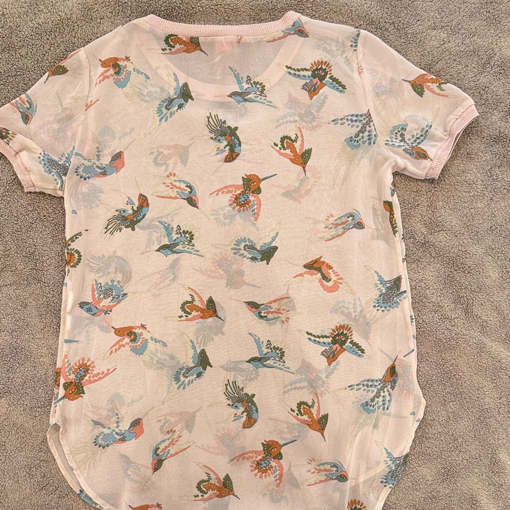 Joe Fresh Cream Blouse with Colorful Bird Print - Picture 3 of 5